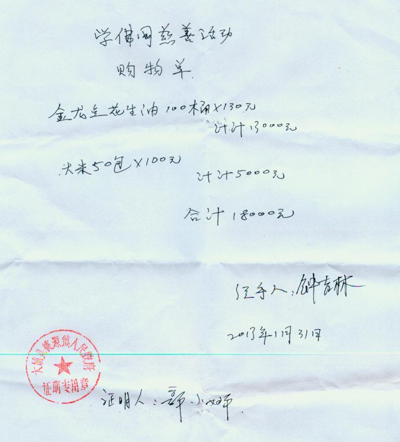 2013年春节前,学佛网向梅州地区贫困户送米油